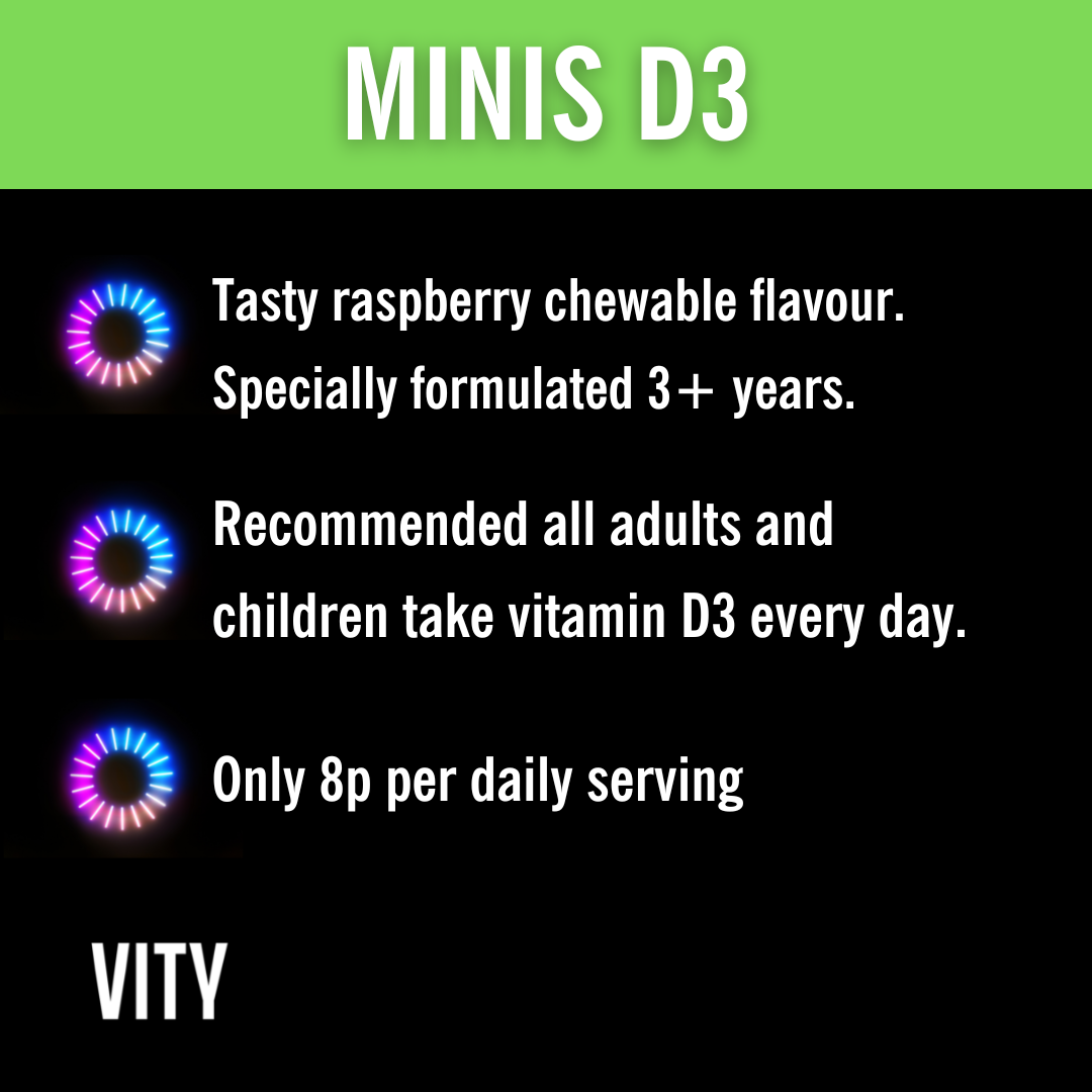 VITY-Minis Kids Vitamin D3 400iu Chewy Raspberry for children